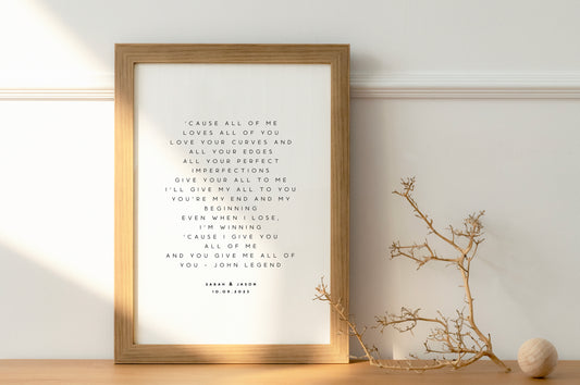 Personalised Wedding Song Print